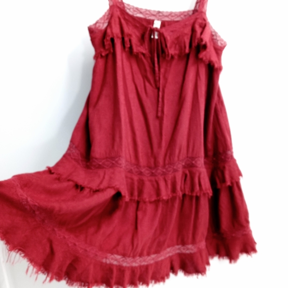Free People Intimately Dark Red Tiered Camisole - Picture 5 of 9